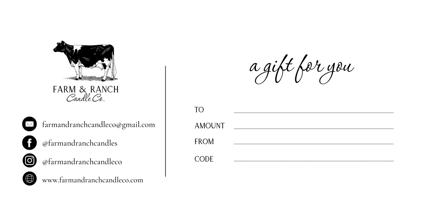 Gift Card/Certificate 1 of 2 | Farm & Ranch Candle Co.
