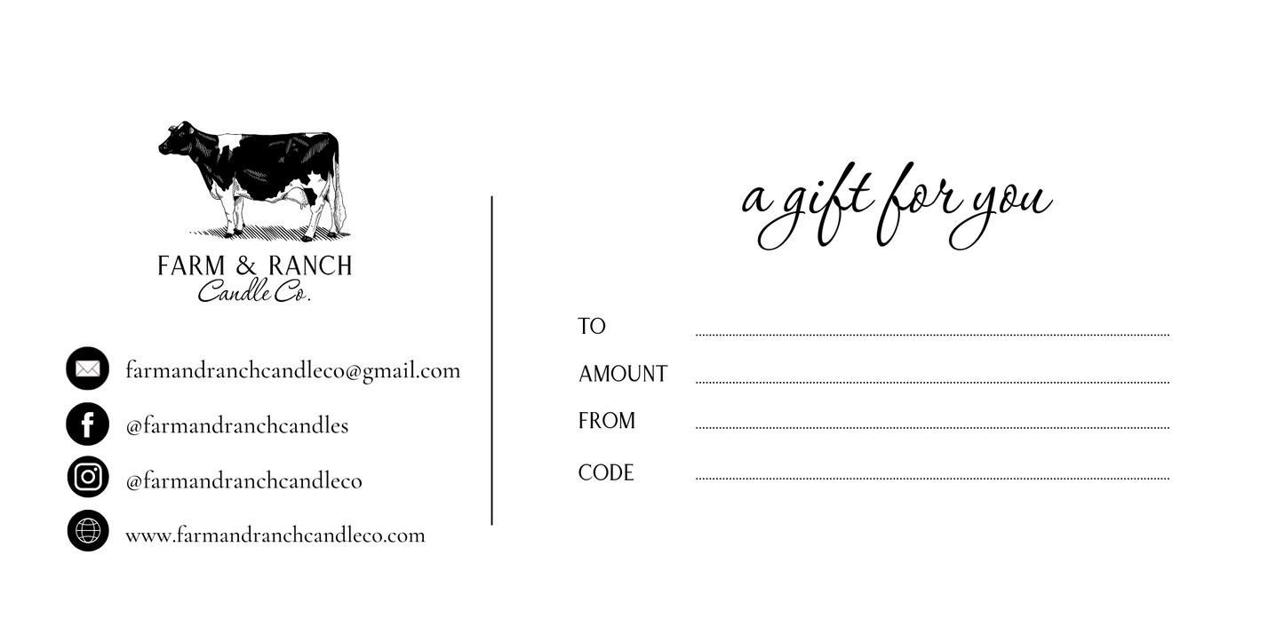 Gift Card | Farm & Ranch Candle Co. Gift Card