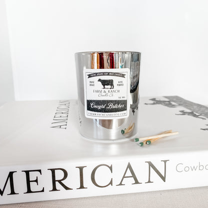 Candle | Cowgirl Britches | Leather + Pink Sugar